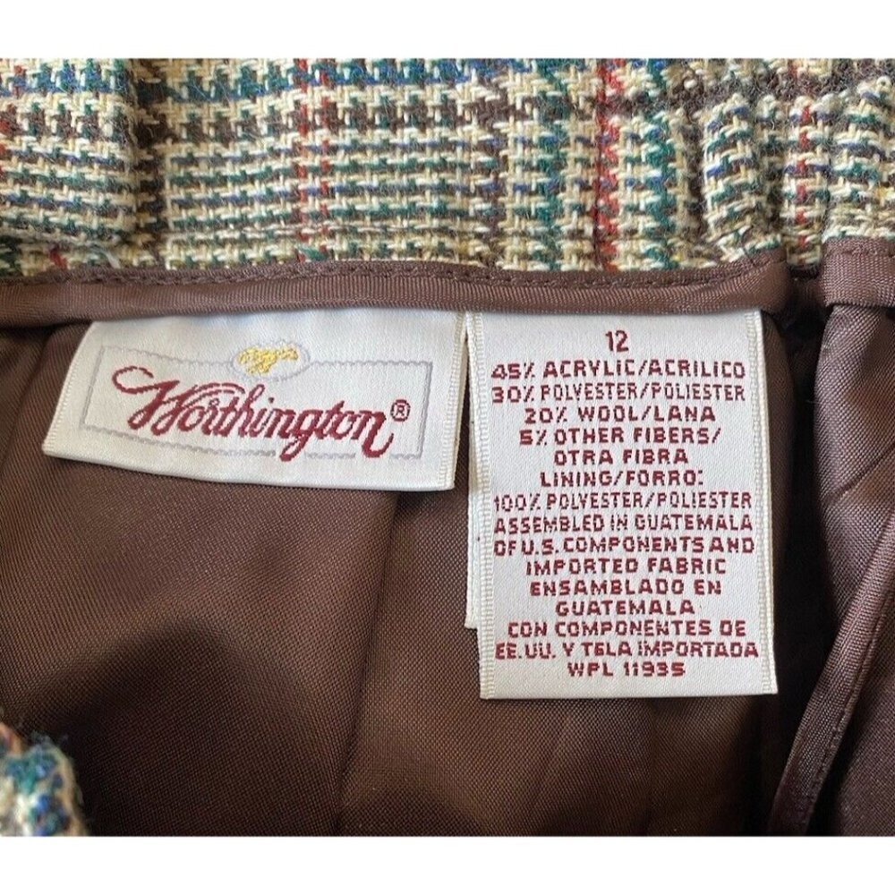 Worthington‎ Womens Plaid Long Pencil Skirt Wool Blend Career School Size 12 - Picture 5 of 6
